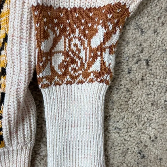 Pilcro by Anthropologie Cream and Brown Patterned Cardigan XS - Picture 3 of 7